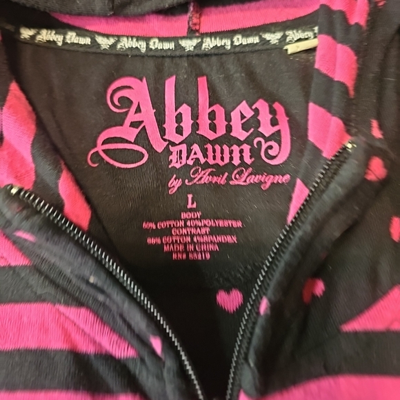 Abbey Dawn Pink and Black Striped Kids Hoodie - Picture 4 of 16